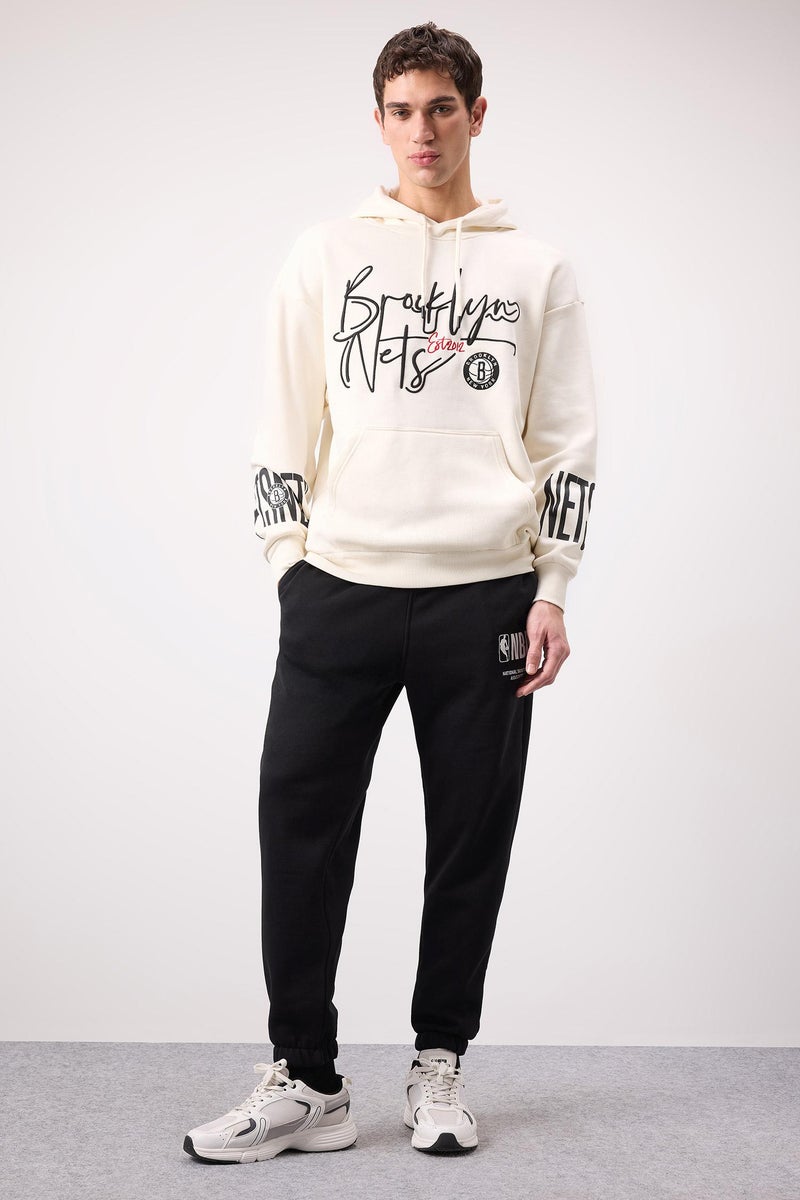 DeFacto Black Man DeFactoFit NBA Wordmark Sports Thick Jogger Sweatpants Casual - Image 1